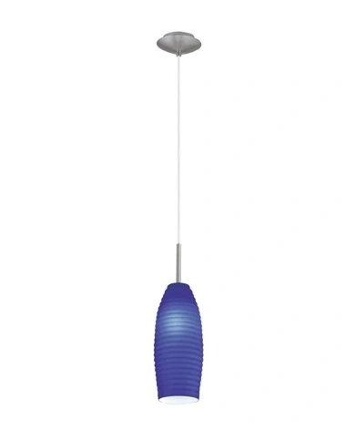 BE286703 zavesne svietidlo 1x60W/E27, d11cm, matny nikel/modre sklo