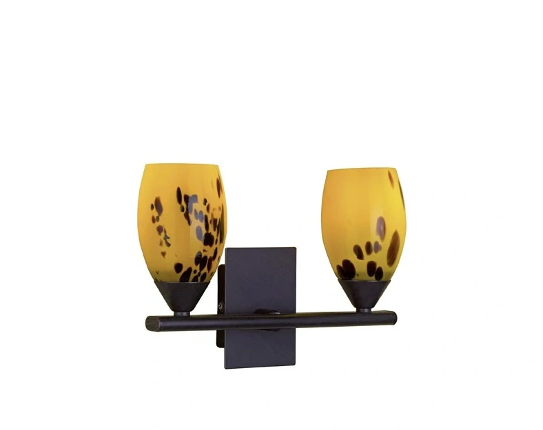 BE287234 nastenne svietidlo 2x60W/E14, s25cm, anticka hneda/zlto-hnede sklo