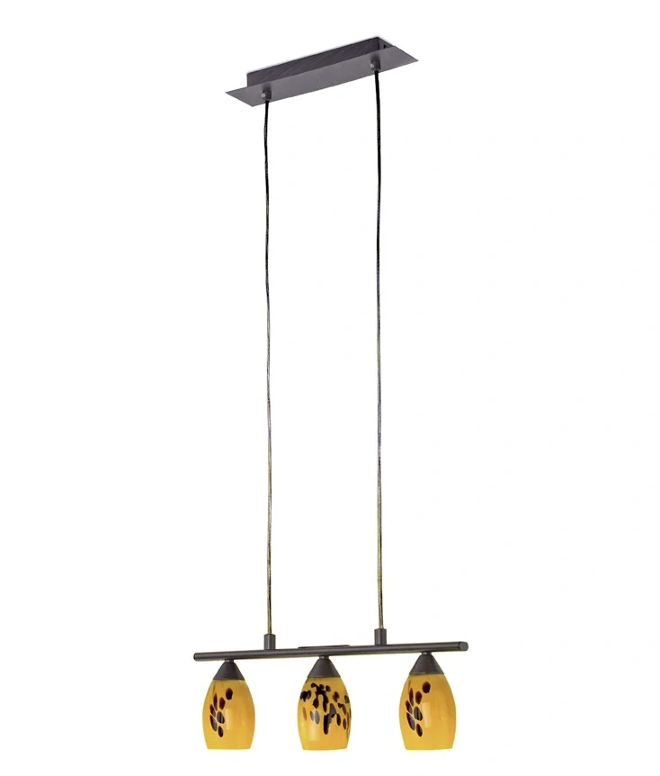 BE287231 zavesne svietidlo 3x40W/E14, s43cm, anticka hneda/zlto-hnede sklo