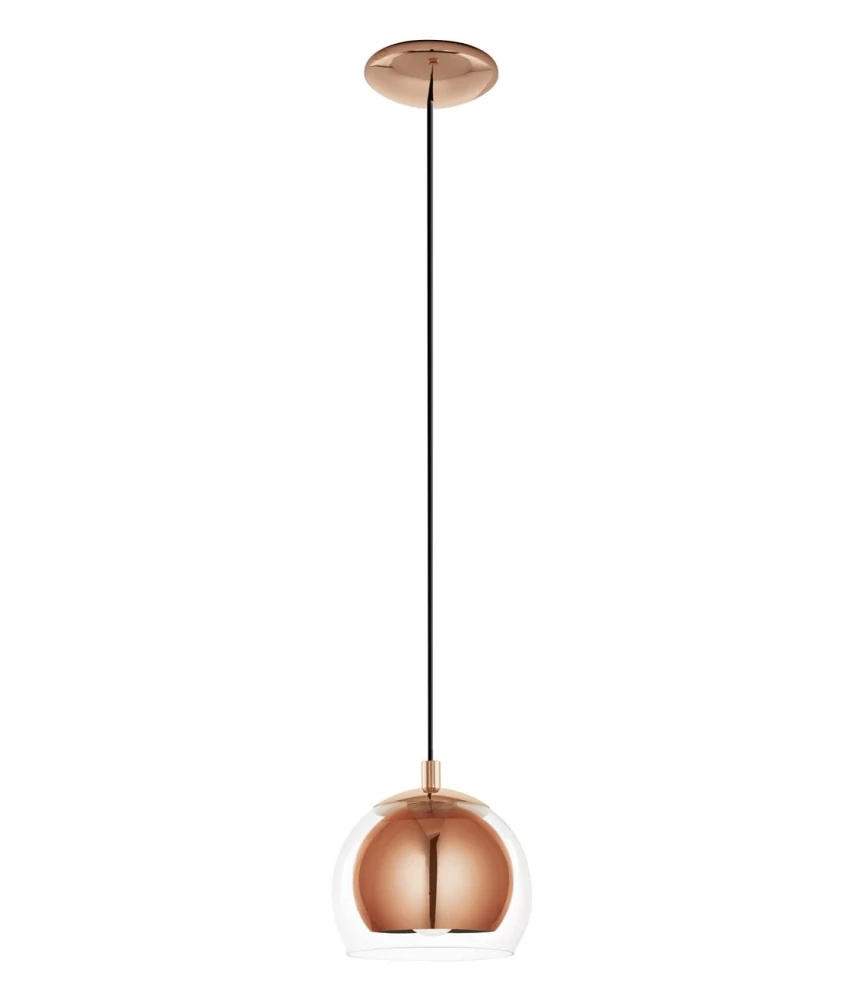 Závesné svietidlo Eglo ROCAMAR - 94589, 1×60W/E27, d 19 cm, farba medi/číre sklo