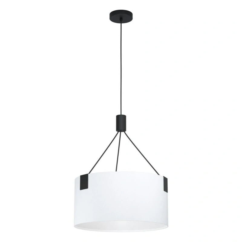 BE239882 zavesne svietidlo 3x40W/E27, d45cm, cierna ocel/textil biely
