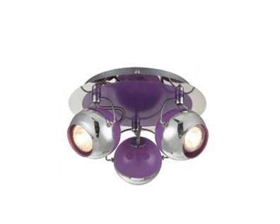 Stropné svietidlo Globo SPLASH - 57887-3, 3×5W/LED/3000K/GU10, d 25 cm, chróm/fialové sklo