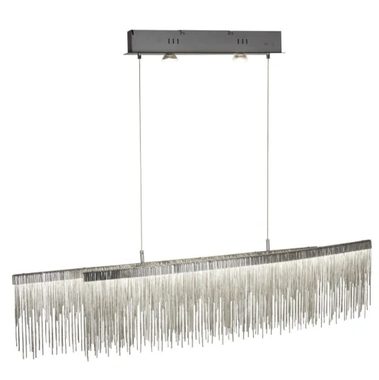 Závesné svietidlo Searchlight MEMPHIS - 6061SS, 2×4W/LED/GU10+35W/4000K/2030lm, s 114 cm, matný strieborný kov