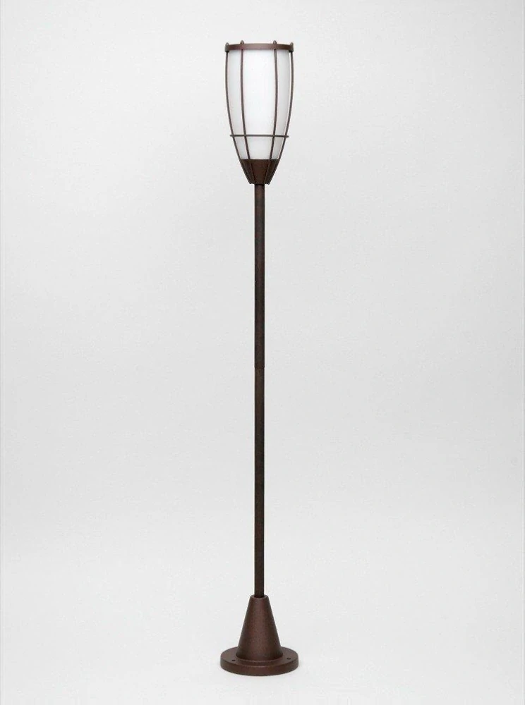 AB141985/55 exterier.stlpikove svietidlo, industrial design 1x60W/E27, IP23, v100cm, rustik.farba/opal.sklo