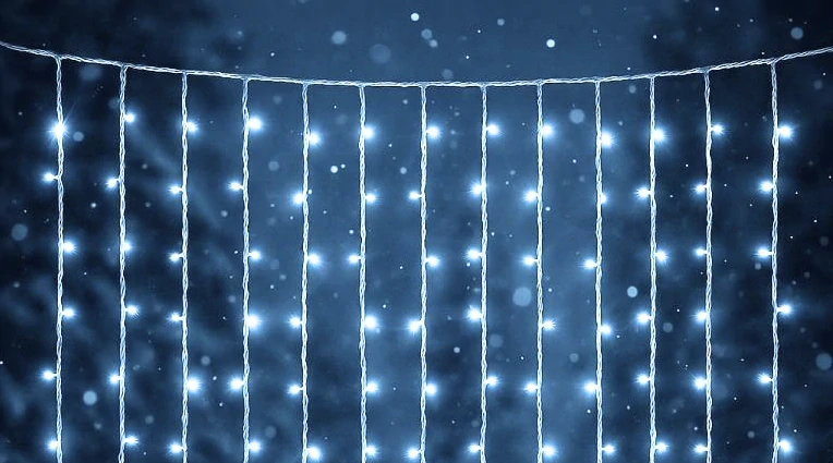 Svetelná girlanda IPB - LED-PLRS-1926-2,6x1,5M-240V-W-W, svetelný záves/494 LED, biely kábel/studena biela, outoor/indoor