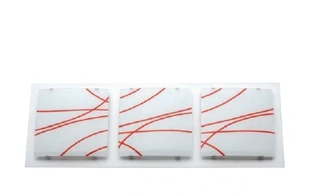 AB1G90378/71 nastenne svietidlo 3x40W/G9, s53x19cm, titan/dekoracne bielo-cervene sklo