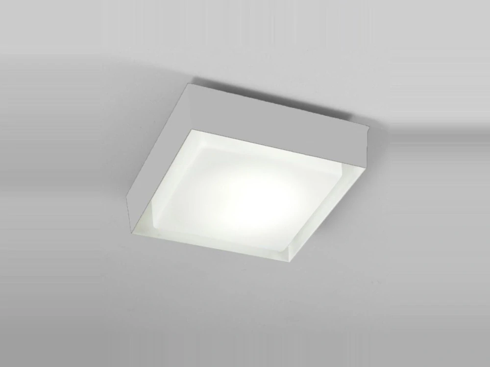 AA1LL1303B stropne svietidlo 2x42W/E27, 35x35cm, biely kov/triplex.sklo