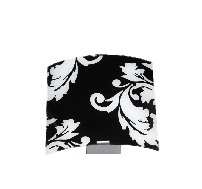 AB190235/05 nastenne svietidlo 1x40W/E14, s26x25cm, titan/dekoracne sklo cierno-biele
