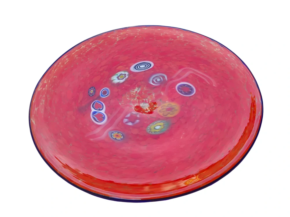SLM-040.22.R dekorac. misa MURANOTECA, d36cm, murrhine and red
