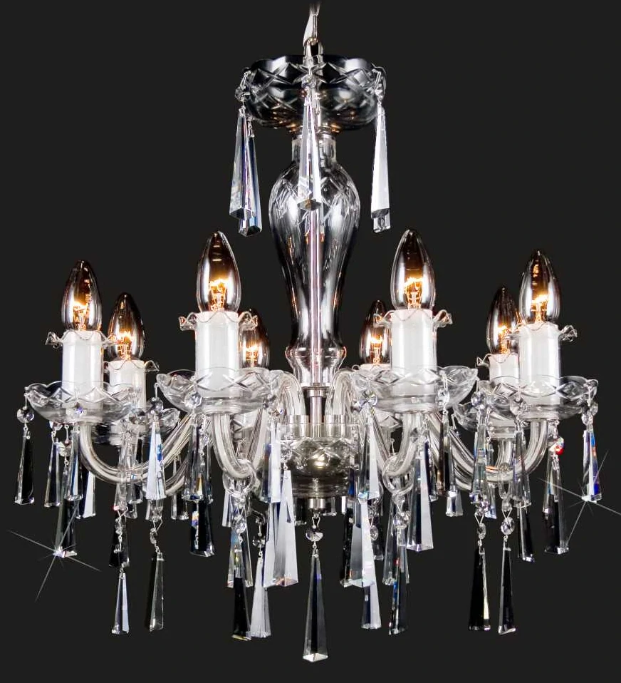 AG1L11 125/08/3-K luster 8x40W/E14, 53x52cm, 5kg, Bohemia Crystal Li.Ba, sklenene ramena, kopyta cire, NIKEL, lipna