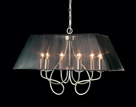 Luster ALUMBRA EYRE - 2L28202/6, 6×60W/E14, s 87 cm, strieborná/čierny textil