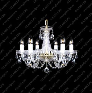 AG1L11 006/06/1-A luster 6x40W/E14, d53/v38cm, 4kg, Bohemia Crystal Li.Ba, mosadz, sklen. ramena, vachtle cire
