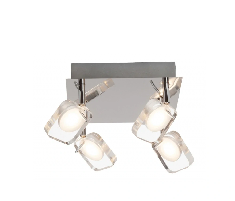+AB1G34635/15 stropne svietidlo 4x5W/LED/3K/1600lm, 22x22cm, chrom/ciry-matny akryl