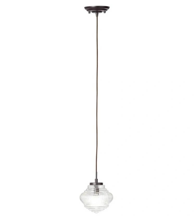 Závesné svietidlo Brilliant TANIC - 73270/20, retro dizajn, 1×40W/E14, d 18 cm, hnedý kov/dekoračné sklo číre