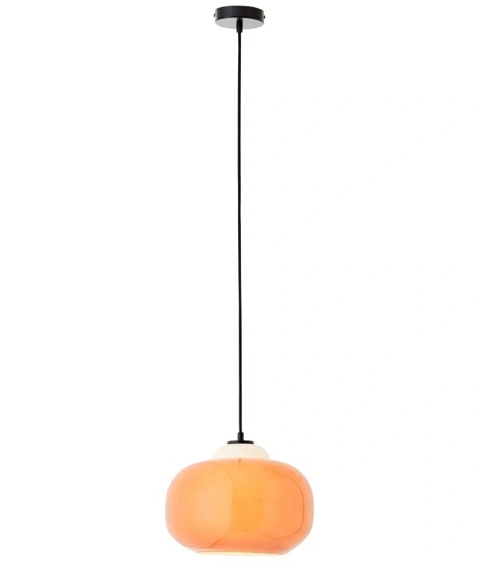 AB199860/07 zavesne svietidlo, retro design 1x60W/E27, d30cm, cierny kov/oranzove sklo