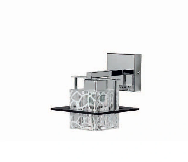 AD26606/1A.BL.gWH nastenne svietidlo, Handmade in Spain1x40W/E14, d20/v35cm, chrom/cierny akryl/biela dekoracia