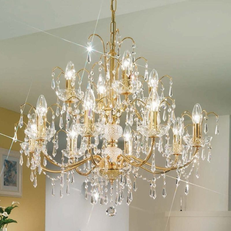 Luster Kolarz LICIA - 028.88+4, 12×40W/E14, d 75 cm, zlátené 24 karat GOLD/Swarovski Spectra krištáľ číry