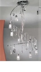 AK1194.89.5S zavesne svietidlo 9x20W/G4, d55cm nikel/chrom/Swarovski kristal ciry, Made in Italy