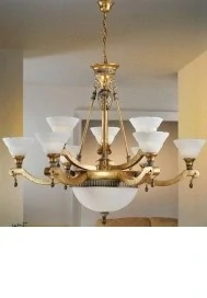 AK1206.83+6+2 luster Colonial style 11x60W/E27, d102cm, anticka mosadz/zlata/dekoracne sklo