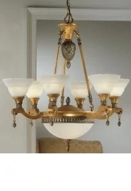 AK1206.86+2 luster Colonial style 8x60W/E27, d70cm, anticka mosadz/zlata/dekoracne matne sklo