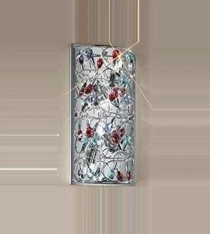 AK10106.64.5.SsBGR nastenne svietidlo 4x25W/G9, v40cm,chrom/ cristall Swarovski-Strass modry-zeleny-cerveny