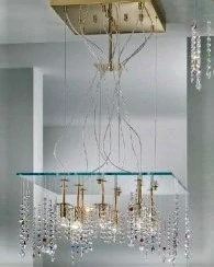 AK1248.88.3 zavesne svietidlo 8x60W/E14, 60x60cm, zlatene /cire sklo/Swarovski kristal !!!MIERNE POSKODENE SKLO!!!
