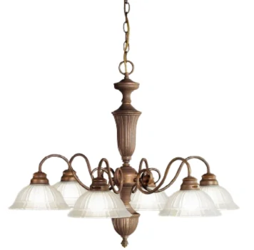 AK1205.86/at luster 6x60W/E27, d75cm, ant.mosadz/dekor. Fayence,