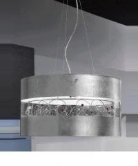 AK10250.33.5.Ag.SsTRBk zavesne svietidlo 3x60W/E27, d45cm, platkove striebro, chrom/ cristall Swarovski ciry-cerveny-cierny