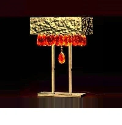 AL1450/LP.GO.A stolne svietidlo 2x75W/G9, v29cm, zlatene 24 karat GOLD /kristal amber