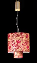Závesné svietidlo LAMP PIZZO - 480/S30.GO.RG, 3×75W/G9+1×60W/E14, d 30 cm, plátkové zlato/triplex red-gold