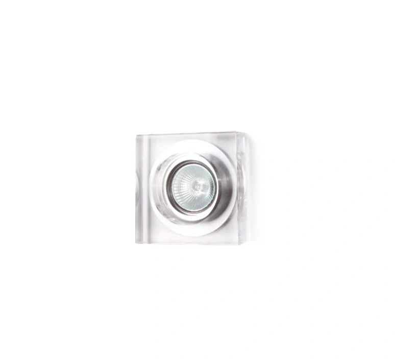 AM19916 White podhladove svietidlo 1x35W/GU5,3, 10x10cm, fixne, chrom/hlinik/cire sklo