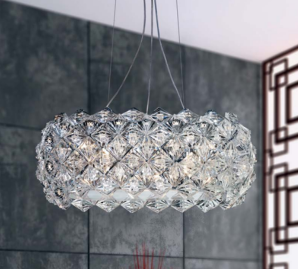 Závesné svietidlo LAMP PRISMA - 820/S70x40, 3×105W/E27, d 70 cm, chróm/PMMA číry