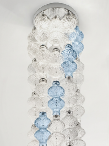 Stropné svietidlo AI LATI ONDA - LON1500+30glass, +30ks sklo komponent, 5×4W/LED/2900K/2100lm, d 33 cm + 30glass LON0501-0520, Handmade in Italy