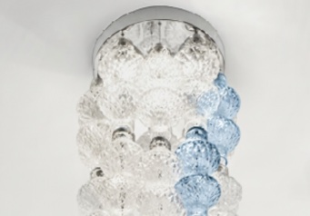 Stropné svietidlo AI LATI ONDA - LON1500+20glass, +20ks sklo komponent, 5×4W/LED/2900K/2100lm, d 33 cm + 20glass LON0501-0520, Handmade in Italy