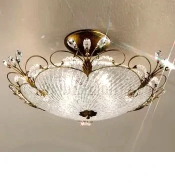 AK10118.16.GA.KpT stropne svietidlo 6x40W/G9, d70cm, anticka zlata/Pure cristall ciry / Murano Glass 