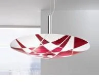 Závesné svietidlo Kolarz MIKADO - 0296.35.5.WR, 5×60W/E14, d 62 cm, chróm/dekoračné biele-červené fazetované sklo
