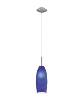 BE286703 zavesne svietidlo 1x60W/E27, d11cm, matny nikel/modre sklo