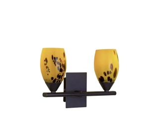 BE287234 nastenne svietidlo 2x60W/E14, s25cm, anticka hneda/zlto-hnede sklo