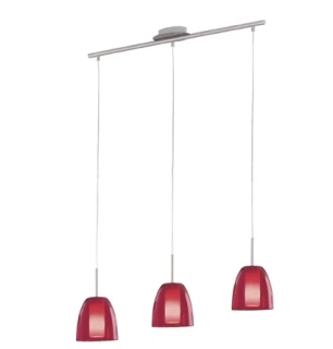 BE287552 zavesne svietidlo 3x40W/E14, s67cm, matny nikel/cire/opal.sklo