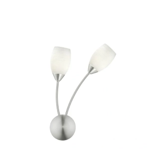 BE290022 nastenne svietidlo 2x9W/G9, v34cm, matny nikel/dekoracne sklo biele