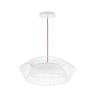 BE293984 zavesne svietidlo 18W/LED/WW/1440lm, d58cm, biely kov/plast/cerveny kabel