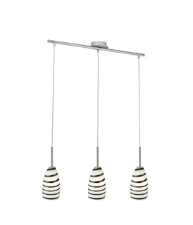 BE287192 zavesne svietidlo 3x40W/E14, s70cm, matny nikel/bielo-cierne sklo