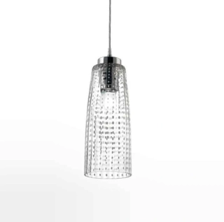 AA1LPR0701 zavesne svietidlo 1x100W/E27, d14/v42cm, chrom/dekoracne sklo cire, Handmade in Italy