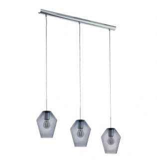 BE296774 zavesne svietidlo 3x28W/E27, s77cm, chrom/dymove sklo