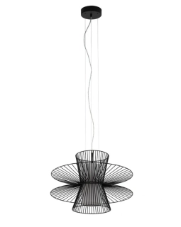 Závesné svietidlo Eglo CARNARO - 97761, 1×60W/E27, d 58 cm, oceľ/čierna/biely textil