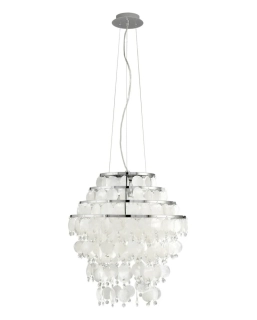 BE290033 zavesne svietidlo 3x60W/E27, d46cm, chrom/ kristal + perletove prirodne muslove ovesky