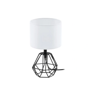 Stolné svietidlo Eglo - 55253, 1×60W/E14, d 31 cm, oceľ/čierna/biely textil