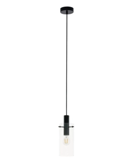 Závesné svietidlo Eglo MONTEFINO - 97366, 1×60W/E27, d 11 cm, čierna oceľ/číre sklo