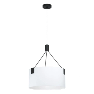 BE239882 zavesne svietidlo 3x40W/E27, d45cm, cierna ocel/textil biely
