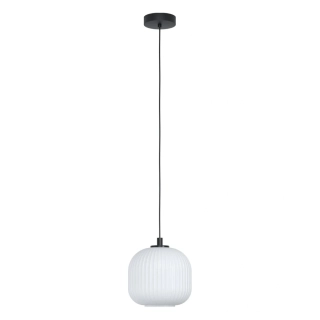 BE299366 zavesne svietidlo 1x40W/E27, d20cm, cierny kov/vrubkovane sklo
